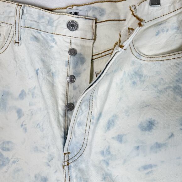 RE/DONE 7 High Rise Jean Shorts Sunbleach Denim Button Fly Size 32 NWT - Picture 5 of 7
